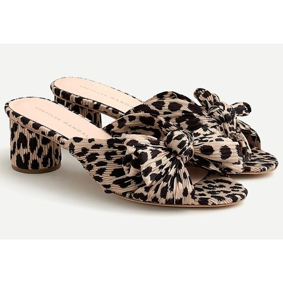 Loeffler Randall Emilia Knot Sandal Leopard Lamé Fabric Size 6.5 NWOB Chic Style - Picture 1 of 12